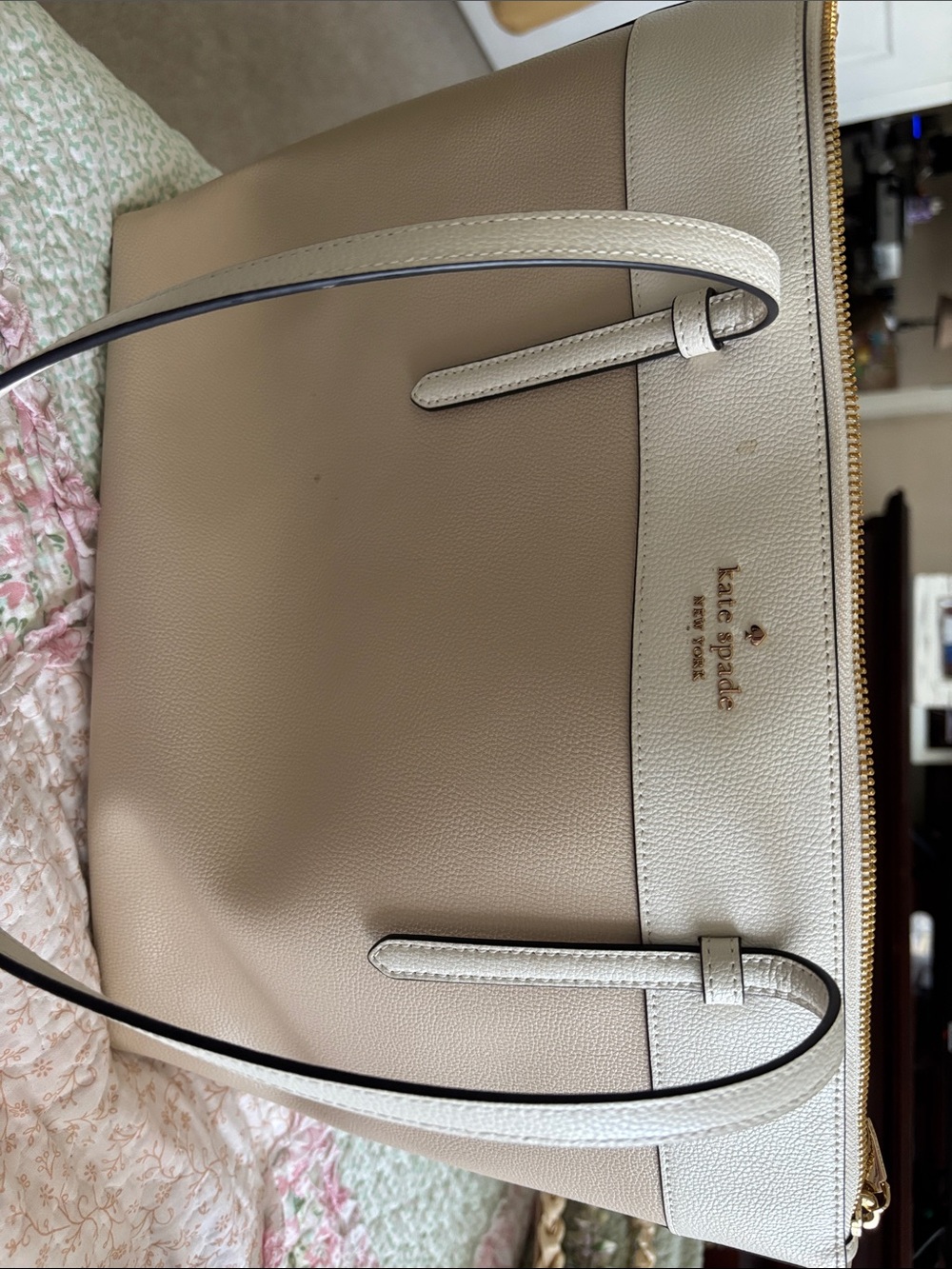 kate spade Two-Tone Beige and Cream Leather Tote